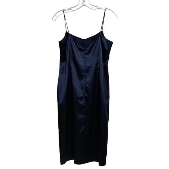 NWOT Rickie Freeman Teri Jon Slip Dress Size 8 Navy Blue Feminine Coquette - Picture 3 of 8